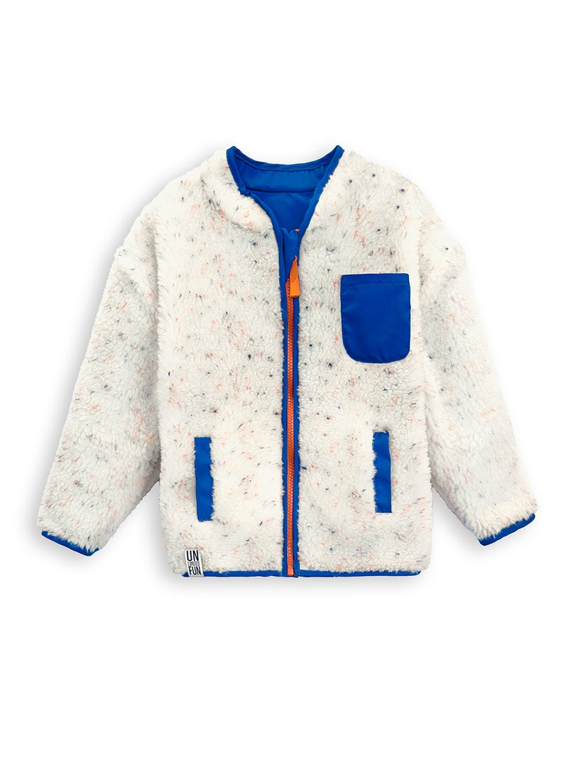Denokids Cream Color Plush Unisex Coat - Image 3